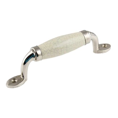 Cream Crackle Small Ceramic Silver Door Handles